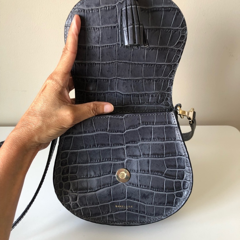 Demellier London The Venice Bag Blue Embossed Crocodile Leather Crossbody bag - Picture 8 of 13